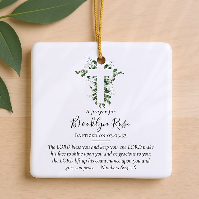 Baptism Prayer Keepsaké Favor Julgransprydnad Keramik (Skapare uppladdad)