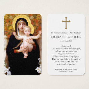 Baptism Prayer Lilies Madonna Visitkort