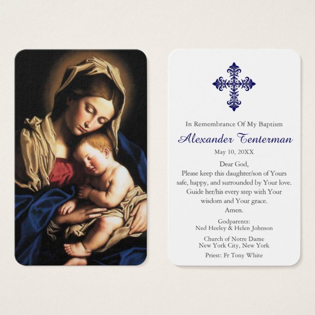 Baptism Prayer | Madonna & Child Visitkort (Framsida & baksida)