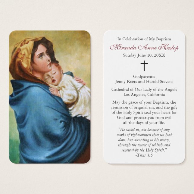 Baptism Prayer | Madonnina Visitkort (Framsida & baksida)