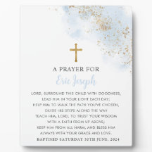 Baptism Prayer Sign Blue Guld Kor Boys