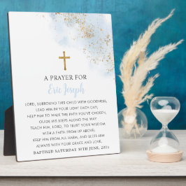 Baptism Prayer Sign Blue Guld Kor Boys
