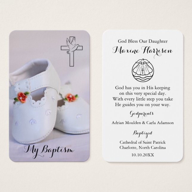 Baptism Prayer | Små skor Visitkort (Framsida & baksida)