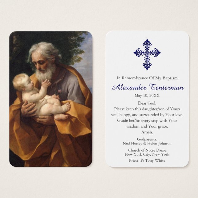 Baptism Prayer | St Joseph & Baby Jesus Visitkort (Framsida & baksida)