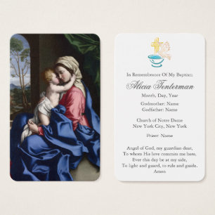 Baptism Prayer Virgin & Child Embracing Visitkort