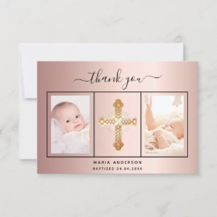 Baptism ro guld fotomanusflicka tack kort