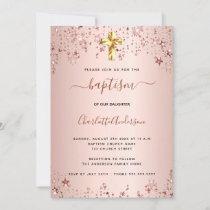 Baptism ro guld stjärnornas elegant inbjudningar