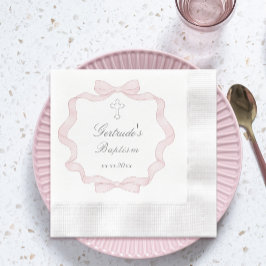 Baptism rosa båge ram pappersservett