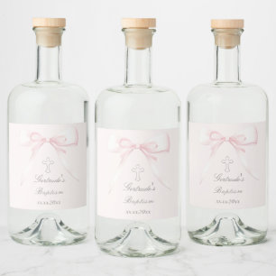 Baptism rosa båge spritflaskor etikett