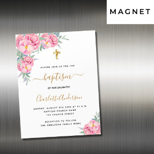 Baptism rosa blommigt ro inbjudningsmagnet