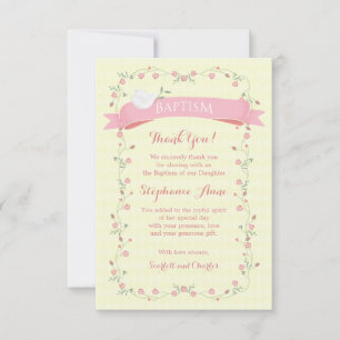 Baptism Rosa Blommigt Utandning Inbjudningar
