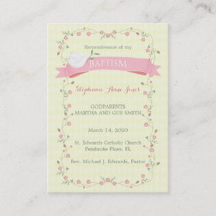Baptism Rosa Blommigt Utandning Visitkort