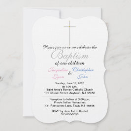 Baptism Rosa Blue Twillingars-inbjudningar Inbjudningar