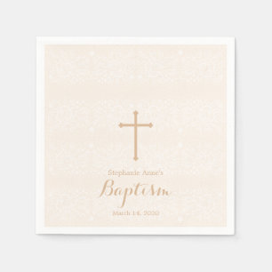 Baptism Rosa Delikat Blommigt Snöre Pappersservett