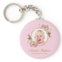 Baptism Rosa Girl Photo Blommigt Orchids Guld Kor