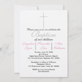 Baptism Rosa Triplets-inbjudan Inbjudningar