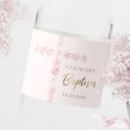 Baptism rosa vattenfärg kor vattenflaskor etikett