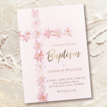 Baptism rosa vattenfärgen blommigt kor