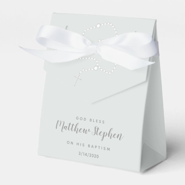 Baptism Rosary på pulverblått Presentaskar (Framsidan Sidan)