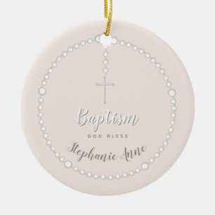 Baptism Rosary på Rosa Julgransprydnad Keramik