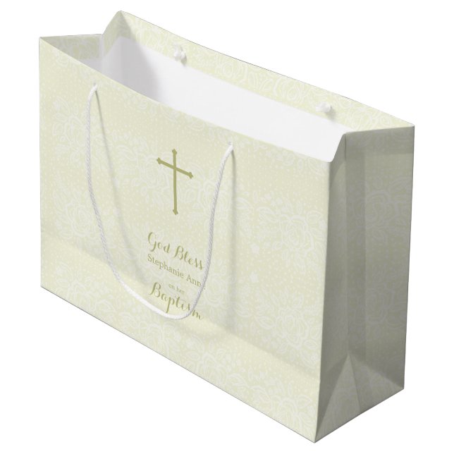 Baptism Sänd delikat Blommigt Snöre (Framsidan Vinklad)