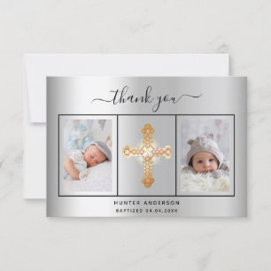 Baptism silver fotomanskript tack kort
