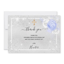 Baptism silver glitter Blue blommigts fotopojke