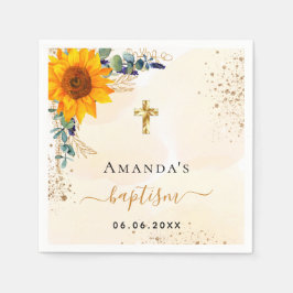 Baptism solblommor eucalyptus greenery glitter pappersservett