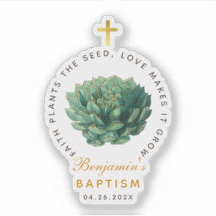 Baptism Succulcal Botanical Faith Plants the Seed Klistermärken