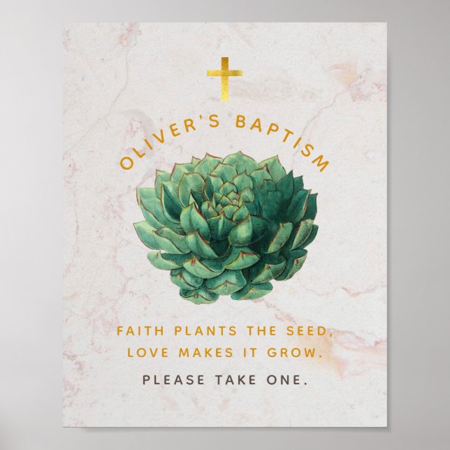 Baptism Succulors favors Grönt Guld Botanical Pos Poster (Framsidan)