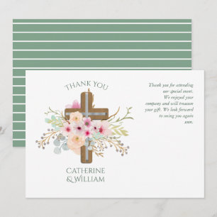 Baptism TACK DU Card - skicka rosa Flora Kor Inbjudningar
