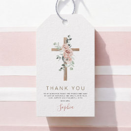 Baptism Tack Dusty Rosa ros Girl Presentetikett