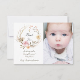 Baptism tack för att du beige rosa blommor inbjudningar
