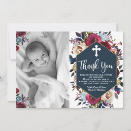 Baptism - tack för dina kort - Blått Blommigt i fl