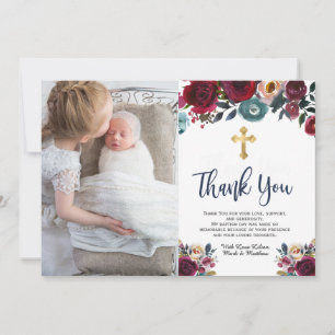 Baptism - tack för dina kort - Blått Blommigt i fl