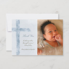 Baptism tack för er moderna inbjudan till blå kor