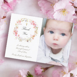 Baptism tack för inbjudan till blommor