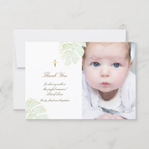 Baptism tack för inbjudan till handflatan löv glit