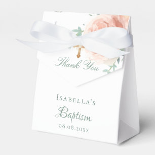 Baptism - tack för rosa ros blommigt-flickan presentaskar