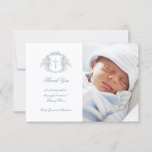 Baptism tack för vapenskölden med blå blommigt