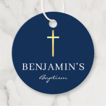 BAPTISM TACK modern marblått guld kor