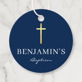BAPTISM TACK modern marblått guld kor Gåvor Etiketter