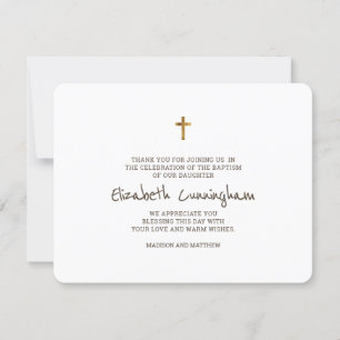 Baptism Tack Modern Simple Guld Kor Kort