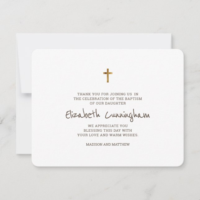 Baptism Tack Modern Simple Guld Kor Kort (Framsida)