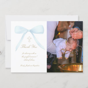 Baptism tack vare fotoblå båge inbjudningar