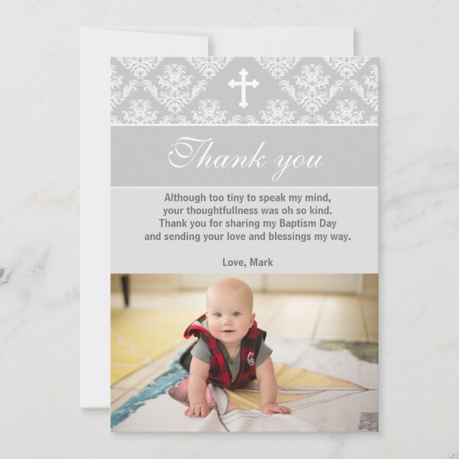 Baptism Tackkort Christening Silver White Tack Kort (Framsida)