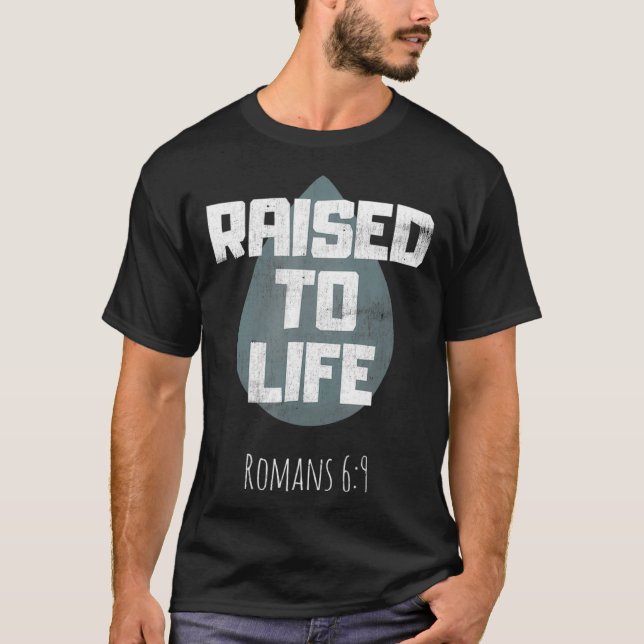 Baptism Tshirt Vuxen Christian Bible Verse Razed  T Shirt (Framsida)
