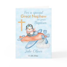 Baptism Underbart Nephew Penguin-flygplanskort