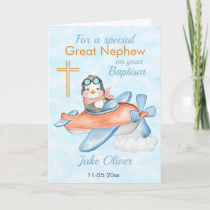 Baptism Underbart Nephew Penguin-flygplanskort Kort