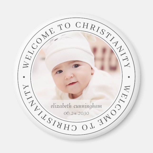Baptism Välkomna till kristendomen Foto Magnet (Framsidan)